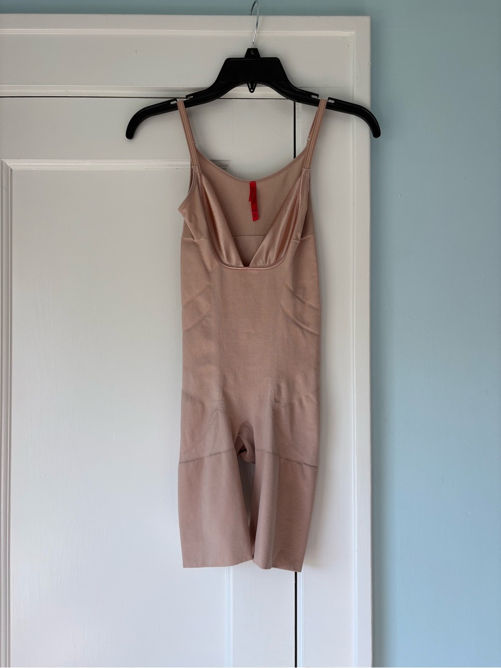 SPANX Slimmer & Shine Open-Bust Mid-Thigh Bodysuit Shapewear Tan Nude #2325